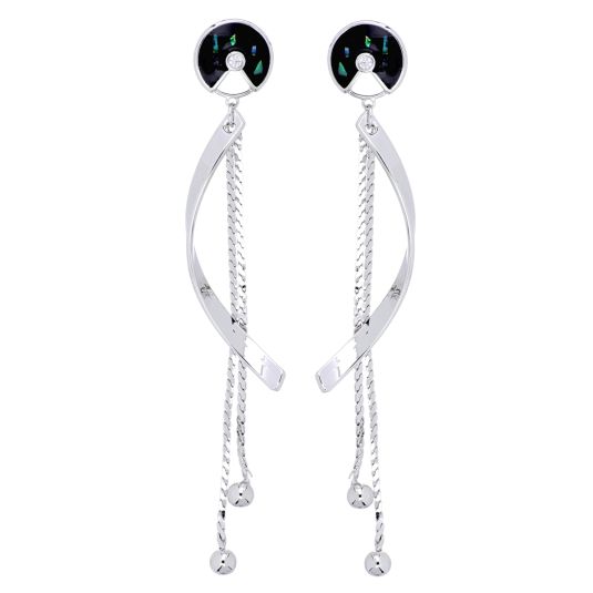 pendientes colgantes plata y negros