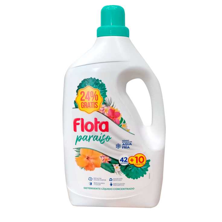 flota fragancia paraiso detergente liquido 42+10 lavados flota fragancia paraiso detergente liquido 42+10 lavados