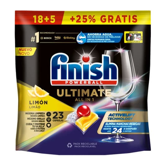 finish powerball lavavajillas limon 18+5 pastillas