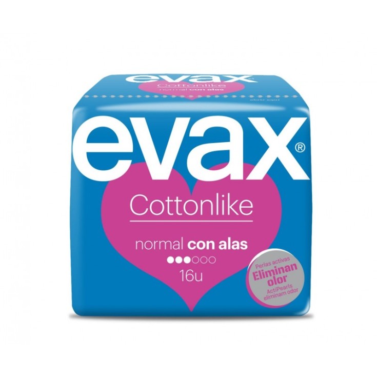 evax cottonlike compresa c/alas normal 16uds