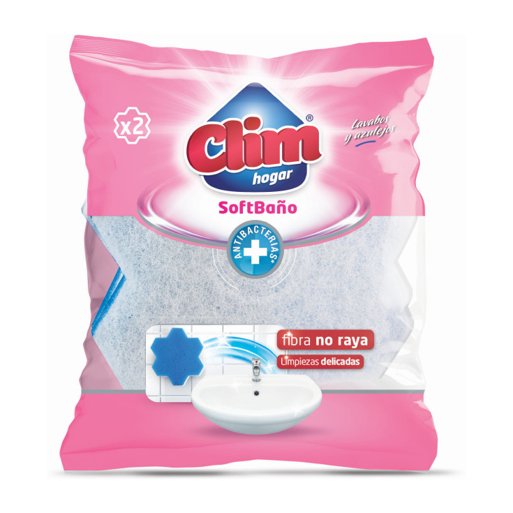 clim estropajo con esponja antibacterias especial baño duplo 2x1