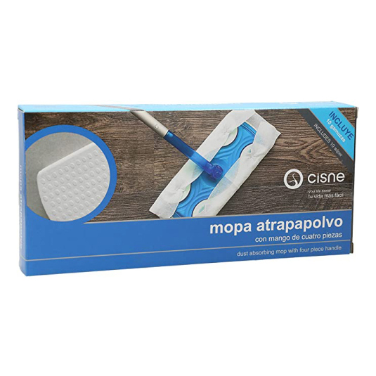 cisne mopa atrapapolvo con mango + 10 gamuzas 1 caja