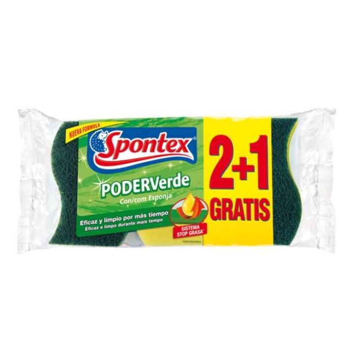spontex poder verde estropajo con esponja 3uds spontex poder verde estropajo con esponja 3uds