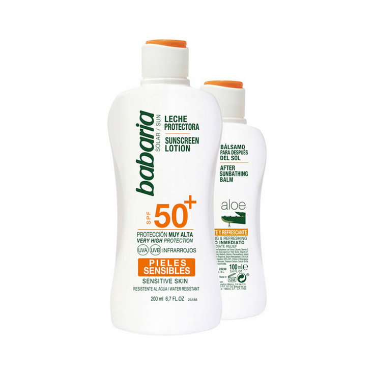 babaria solar pack leche protectora spf50+ + aftersun 100ml babaria solar pack leche protectora spf50+ + aftersun 100ml