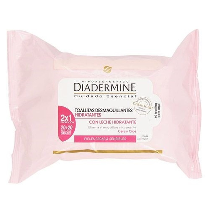 diadermine toallitas desmaquillantes hidratantes 2x1 20+20uds diadermine toallitas desmaquillantes hidratantes 2x1 20+20uds
