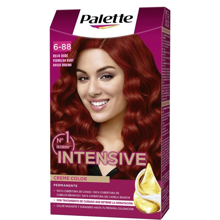 palette intensive creme color tinte permanente 6.88 rojo rubi