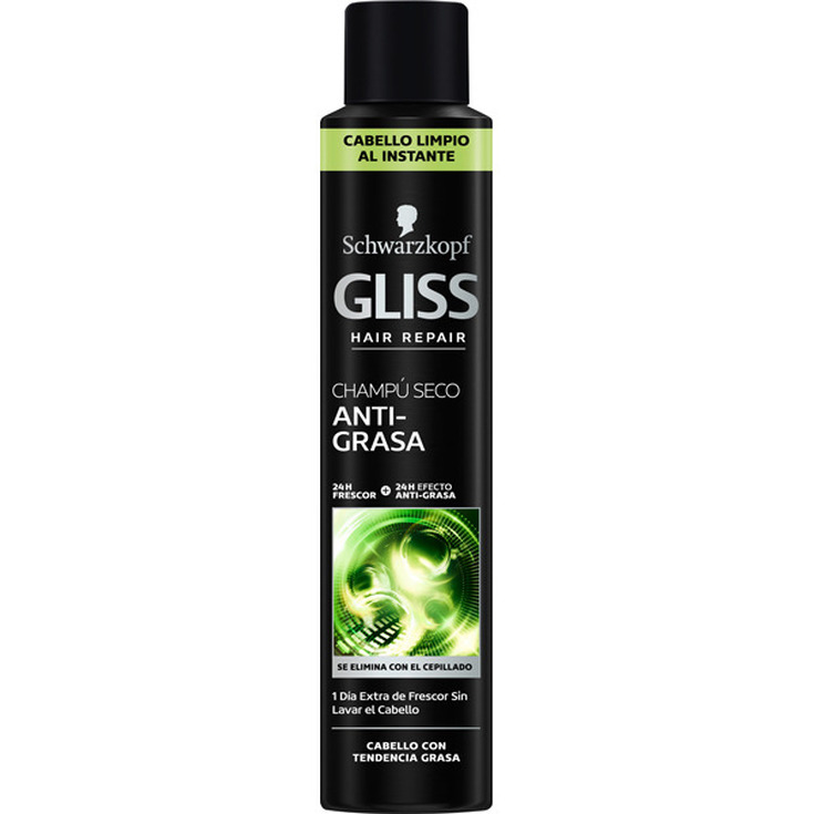gliss hair care champu seco anti-grasa para cabellos 200ml gliss hair care champu seco anti-grasa para cabellos 200ml