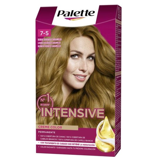 palette intensive creme color tinte permanente 7.5 rubio dorado caramelo