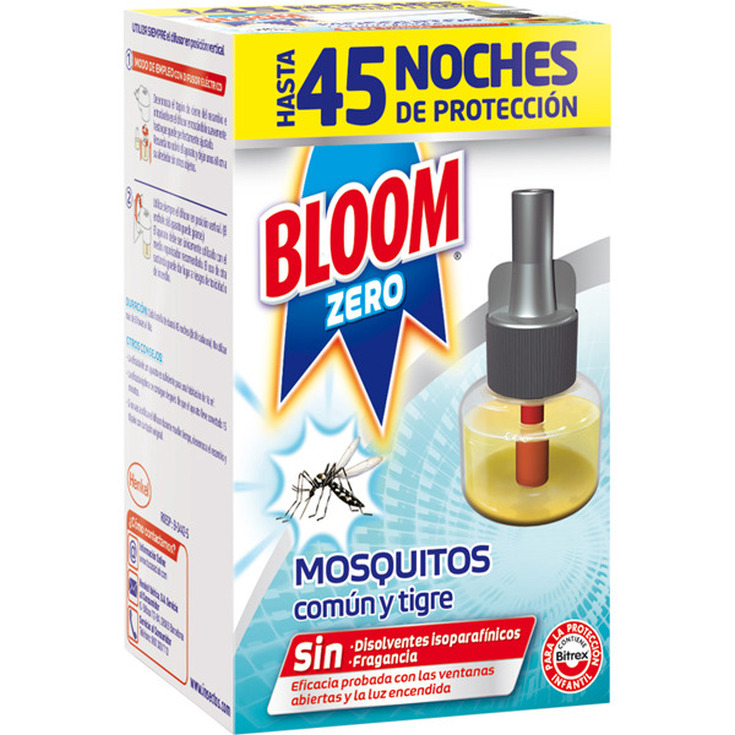 bloom zero insecticida electrico liquido volador antimosquitos comun y tigre 1 recambio