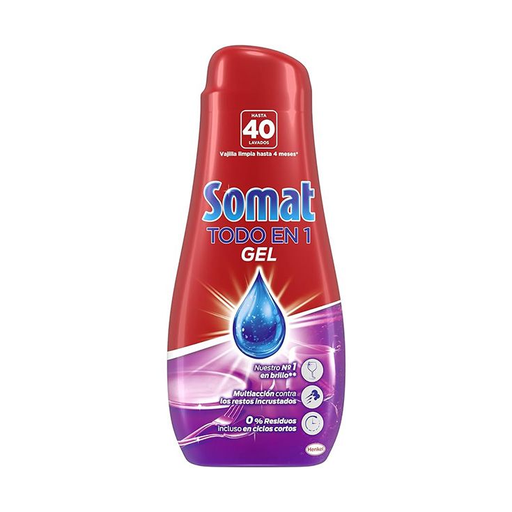 somat todo en 1 gel detergente lavavajillas 40 dosis