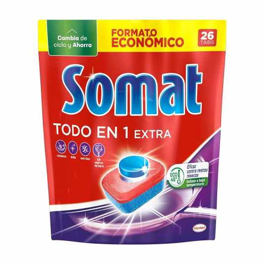 somat detergente lavavajillas todo en 1 26 pastillas