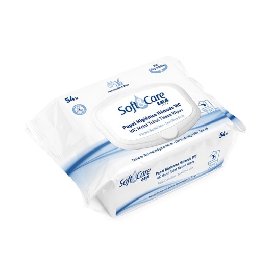 lea soft & care papel higienico humedo wc 54uds