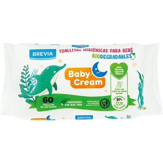 brevia babycream toallitas biodegradables 60 unidades