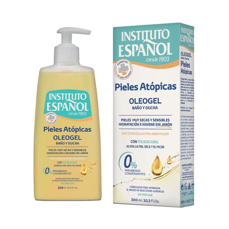 instituto español pieles atopicas oleogel para baño y ducha dosificador 300ml