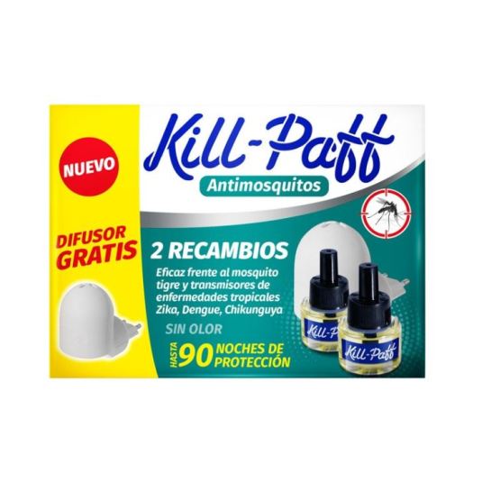 kill-paff insecticida electrico antimosquitos 2 recambio + difusor