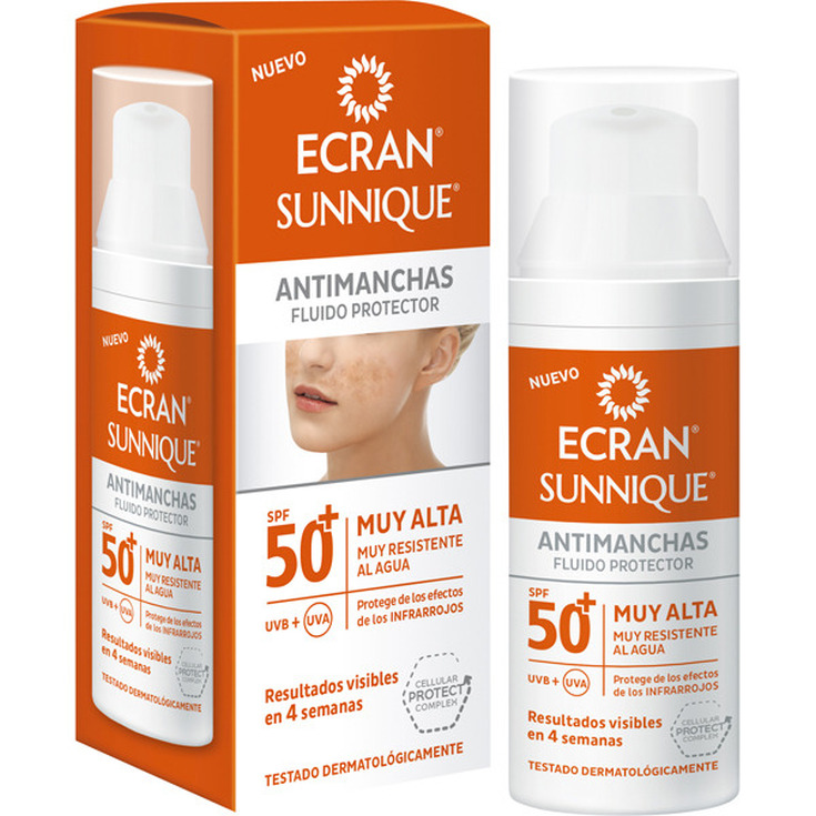 ecran sunnique fluido solar facial antimanchas spf50+ 50ml