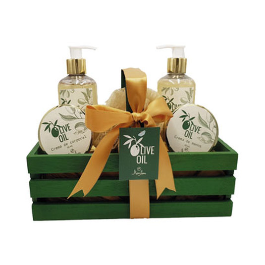 shausa set baño oliva caja madera 4 piezas
