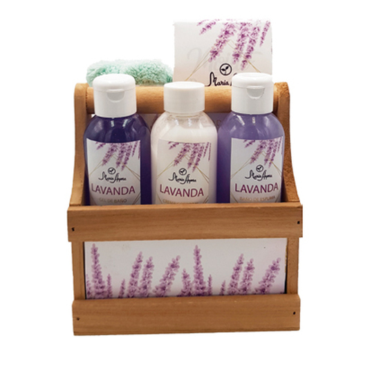 shausa set baño lavanda caja madera 5 piezas