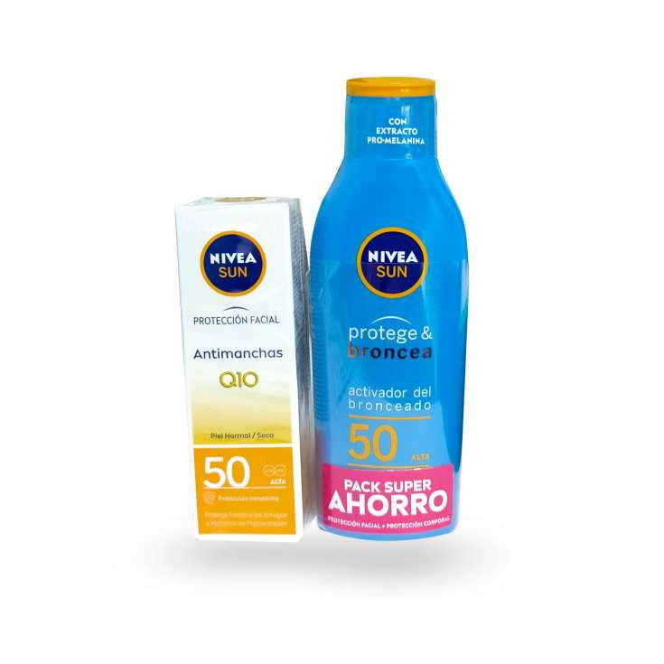 nivea sun pack ahorro protege-broncea corp. 200ml + solar facial q10 nivea sun pack ahorro protege-broncea corp. 200ml + solar facial q10