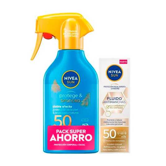 pack nivea sun protege y broncea sfp50 270ml + antimanchas spf50 40ml