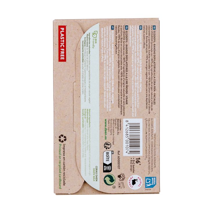 daen ecodepil bandas depilatorias faciales cera fria 16uds