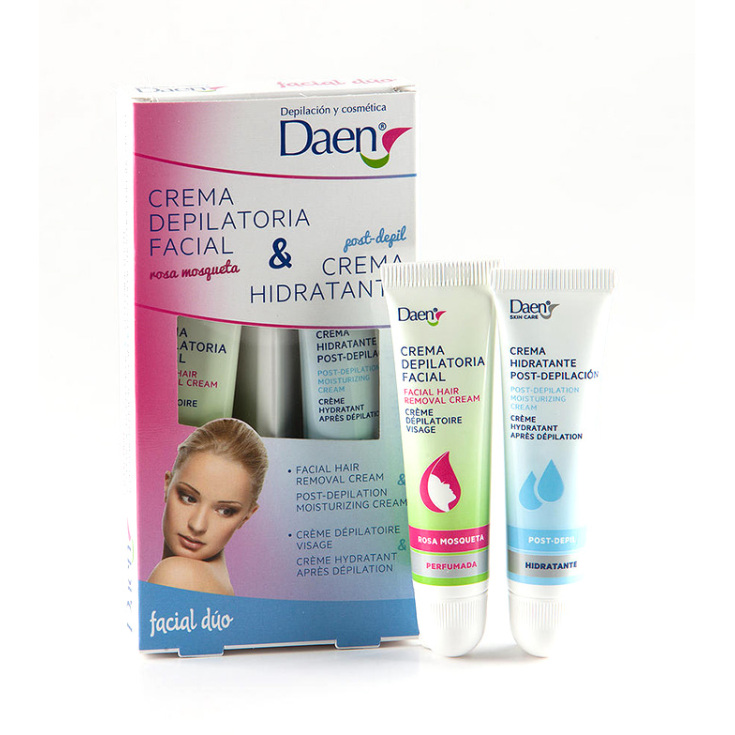 daen kit crema depilatoria facial 15ml + crema hidratante 15ml