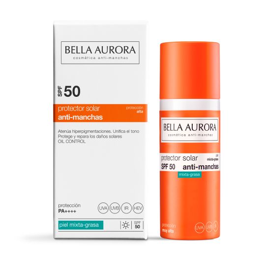 bella aurora fotoprotector facial spf50 antimanchas piel mixta 50ml