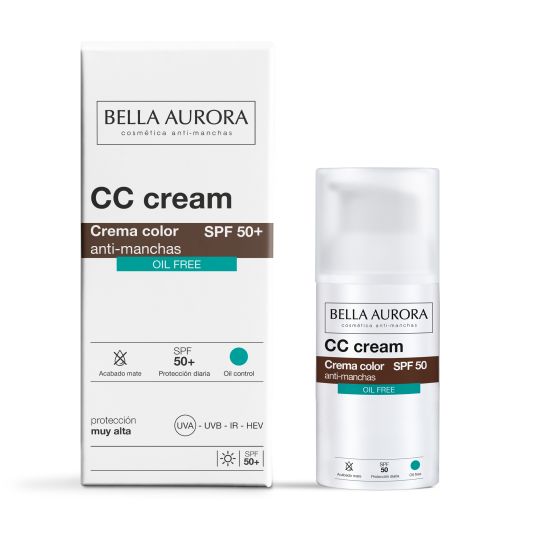 bella aurora cc cream antimanchas spf50+ oil free 30ml