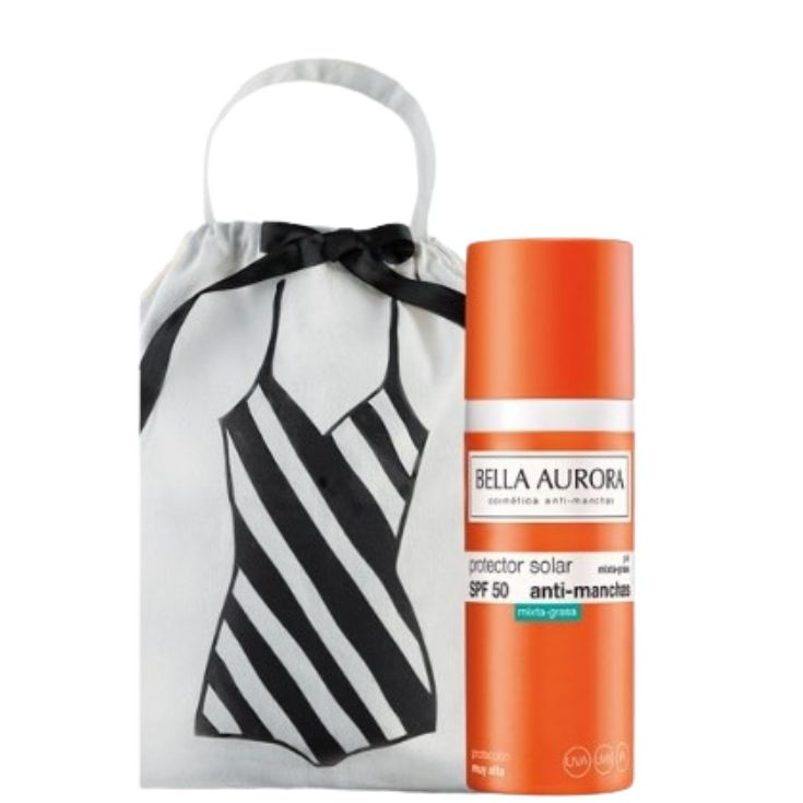 bella aurora solar f-50 gel crema piel mixta+bolsa bañador