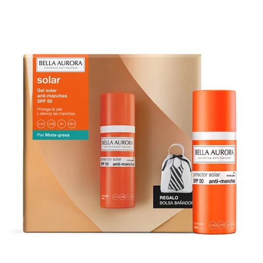 bella aurora solar f-50 gel crema piel mixta+bolsa bañador