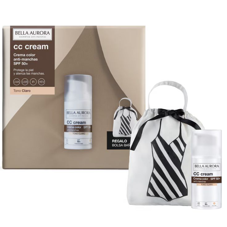 bella aurora cc cream tono claro+bolsa bañador bella aurora cc cream tono claro+bolsa bañador