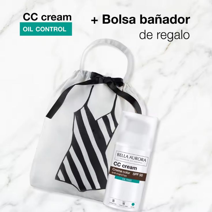 bella aurora cc cream oil free spf50 30ml+bolsa