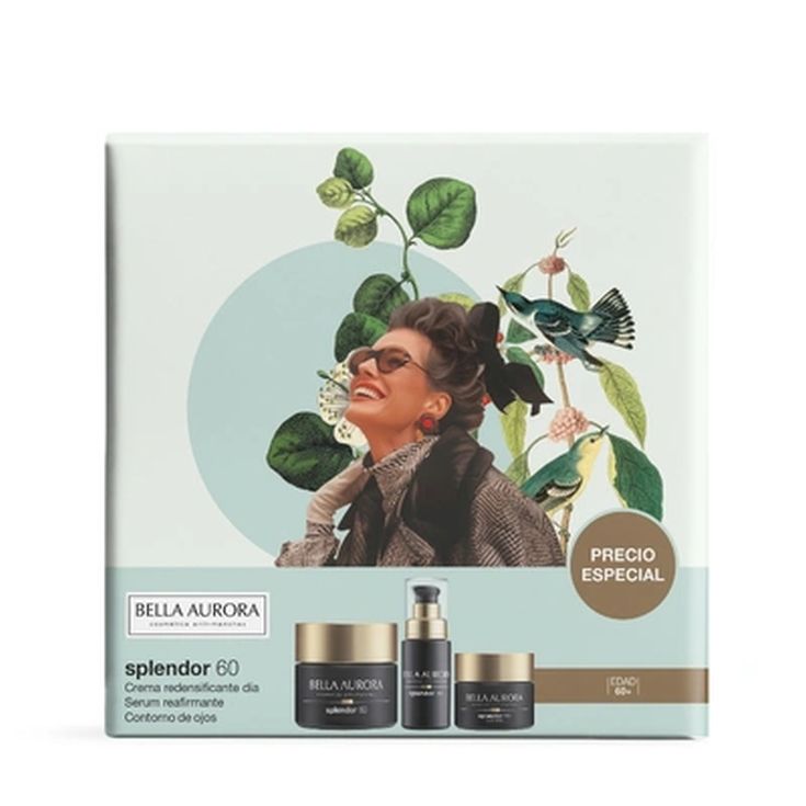bella aurora splendor 60 50ml + serum reafirmante splendor 60 30ml + contorno de ojos splendor 60 reafirmante 15ml
