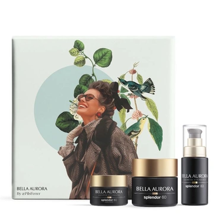 bella aurora splendor 60 50ml + serum reafirmante splendor 60 30ml + contorno de ojos splendor 60 reafirmante 15ml