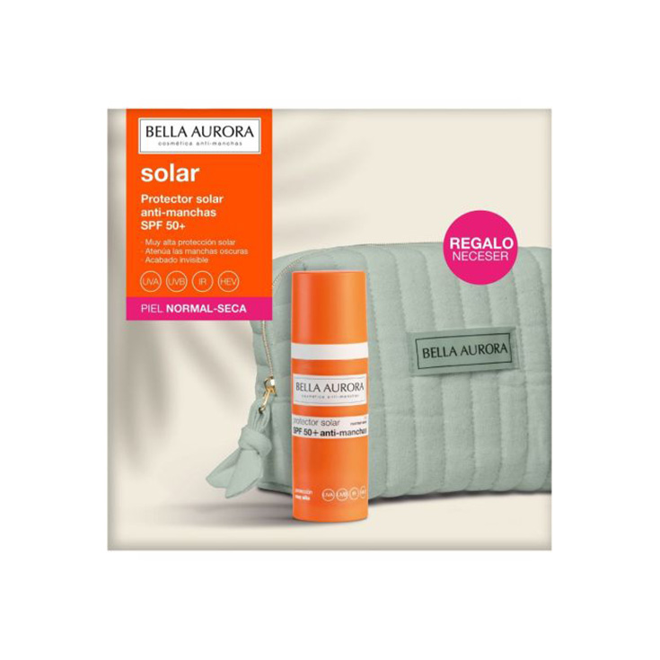 bella aurora solar f-50 fluido piel seca 50ml+ neceser