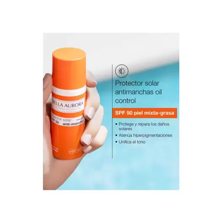 bella aurora solar f50 gel crema piel mixta 50ml+neceser