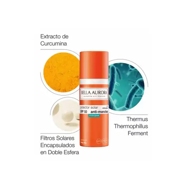 bella aurora solar f50 gel crema piel mixta 50ml+neceser