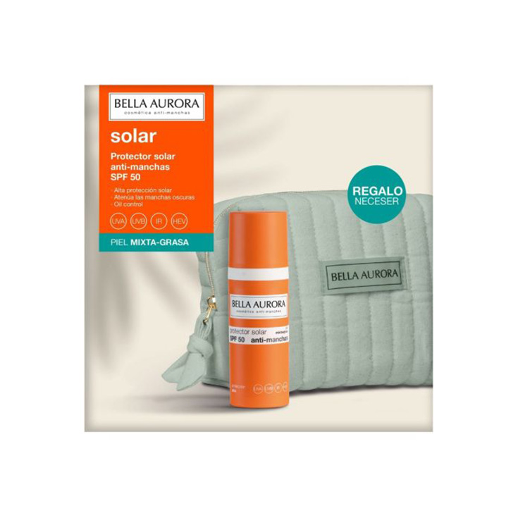 bella aurora solar f50 gel crema piel mixta 50ml+neceser