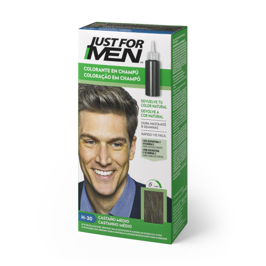 just for men colorante en champu castaño medio 30ml