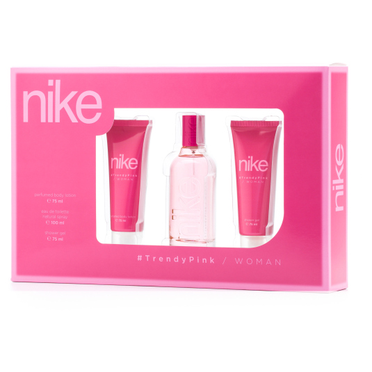 nike woman #trendy pink eau de toilette 100ml estuche 3 piezas
