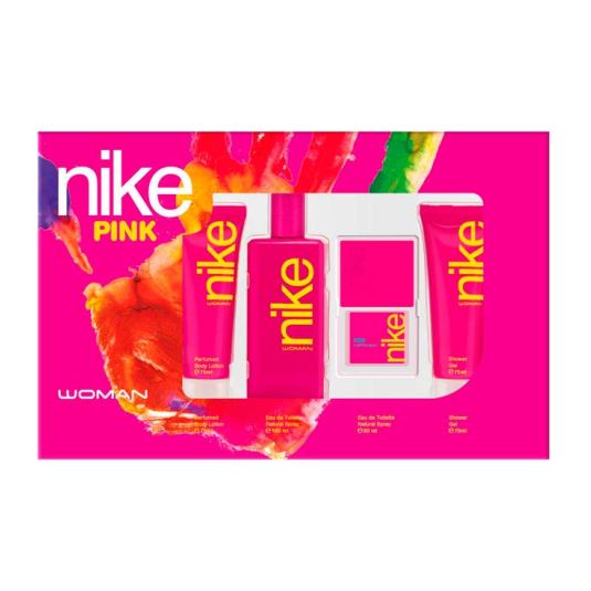 nike woman pink eau de toilette 100ml estuche 4 piezas