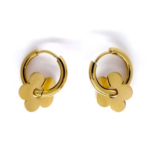 pendientes aro con flor dorada minimalista