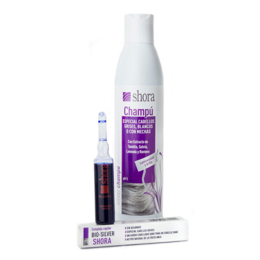 shora silverchampu ph5 cabello grises + bio-silber ampolla capilar