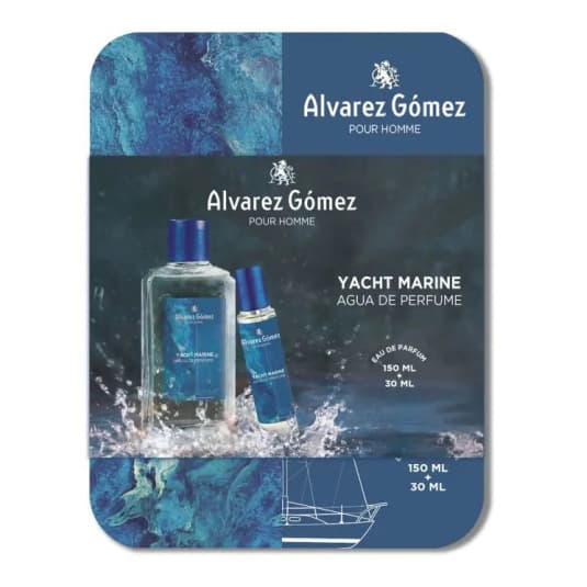 alvarez gomez agua de perfume yacht marine 150ml lata 2 piezas