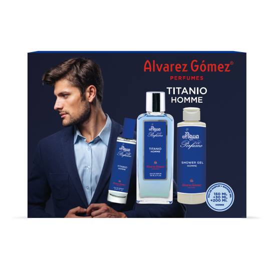 alvarez gomez homme agua de perfume titanio 150 estuche 3 piezas