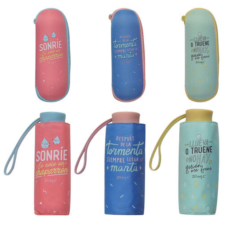 paraguas plegable manual mr. wonderful en funda neopreno 19cm diseños surtidos paraguas plegable manual mr. wonderful en funda neopreno 19cm diseños surtidos