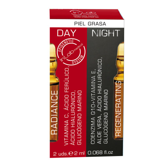 inlab duo day&night ampollas radiance + regenerating piel grasa mixta 2 unidades