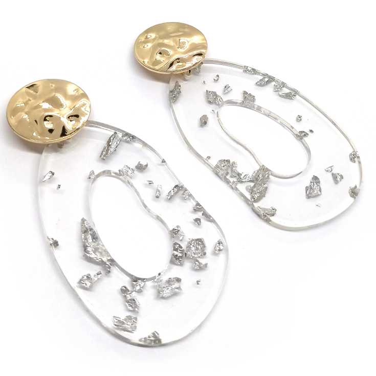 pendientes grandes fantasia transparentes acrilico 1 par pendientes grandes fantasia transparentes acrilico 1 par