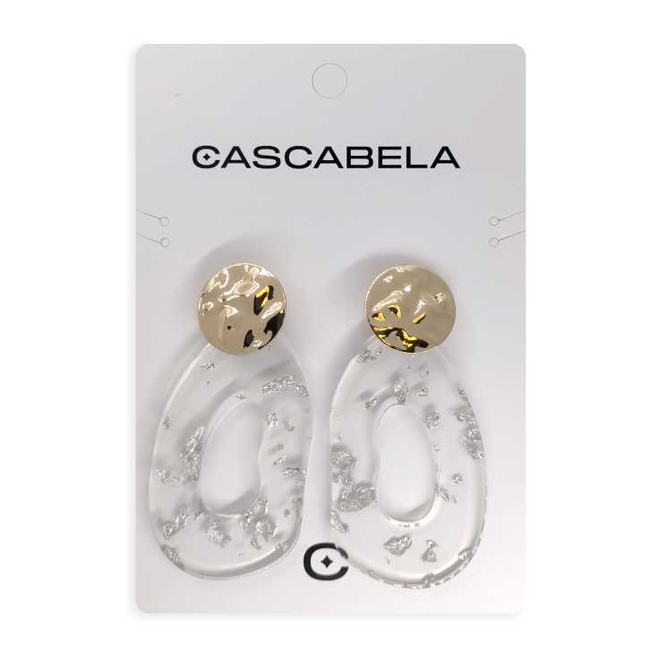 pendientes grandes fantasia transparentes acrilico 1 par