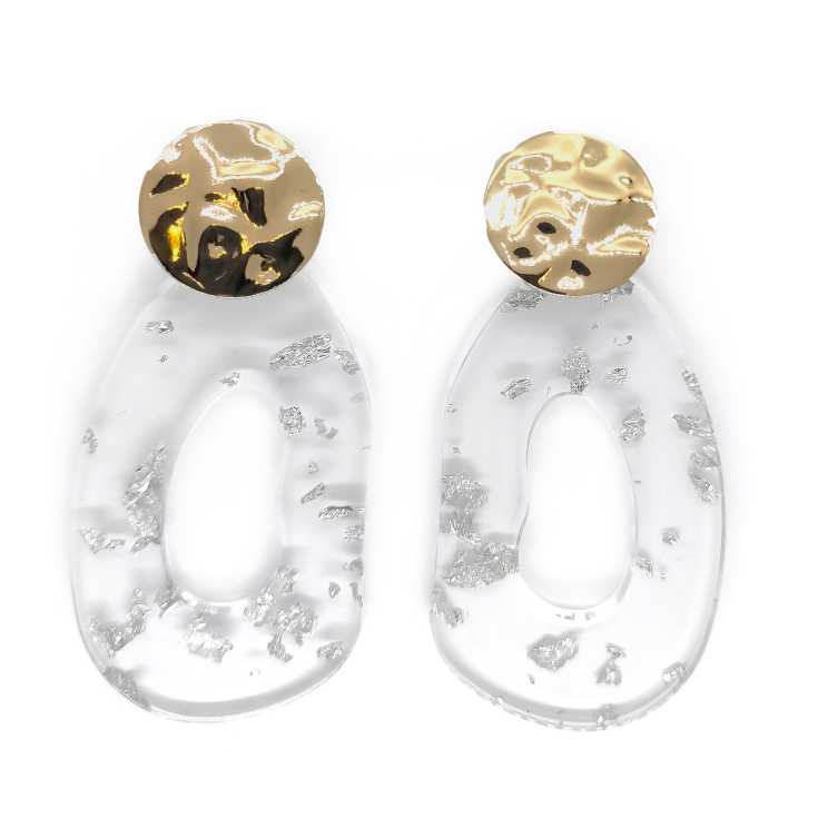 pendientes grandes fantasia transparentes acrilico 1 par
